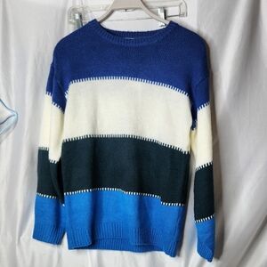 Angashion Women's Sweaters Casual Long Sleeve Crewneck Color Block Patchwork